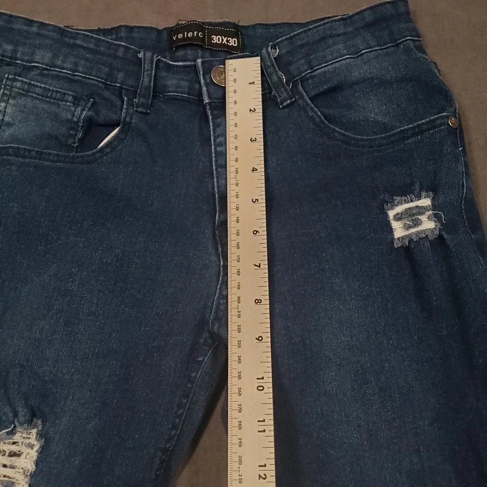Velero Jeans Mens 30x30 Blue Distressed Slim Fit Stretch Denim‎